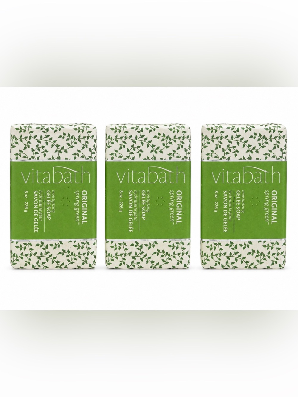 Vitabath Original Spring Green Moisturizing Gelee Soap Bars 8oz Lot of 3